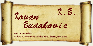 Kovan Budaković vizit kartica